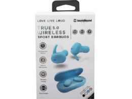 6 pieces Sound Bound True Wireless Rubberized Sport Bluetooth Earbuds In Blue - Headphones and Earbuds