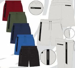 72 Wholesale Mens Interlock Fleece Shorts With Zip Side And Back Pockets Assorted Colors And Sizes M-2xl