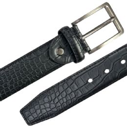 12 of Mens Leather Belt Crocodile Pattern Black Mixed sizes