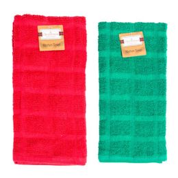 48 Wholesale Kitchen Towel Christmas Red And Green Peggable