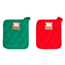 48 pieces Pot Holders 2pk Christmasred & Green Peggable - Oven Mits & Pot Holders