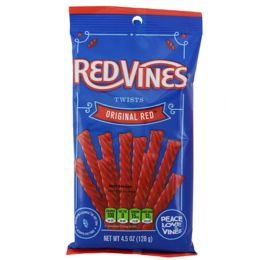 24 Wholesale Red Twists Licorice Vines 4.5 Oz Hanging Bag