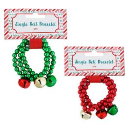 36 of Jingle Bell Bracelet 3pk 2ast Red/green W/bells Xmas Header
