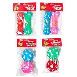 48 of Dog Toy Vinyl Bone And Ball W/squeaker Assortment 2pk In Pdq #s11142