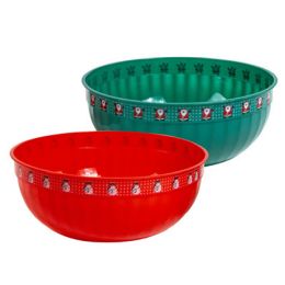48 pieces Serving Bowl 12 Inch Dia Christmas Red - Green W/graphics - Christmas Novelties