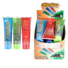 96 pieces Candy Ooze Tube 4 Oz 3 Flavors 12ct Counter Display - Food & Beverage
