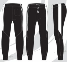 24 Pieces Mens Tricot Jogger Pants With Rib Cuff Black And White Sizes M -2xl - Mens Sweatpants