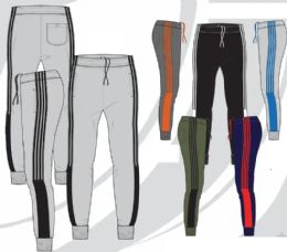 48 Pieces Mens Tricot Jogger Pants With Rib Cuff Assorted Colors Size M-2xl - Mens Sweatpants