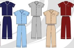 48 Wholesale Mens Short Sleeve Long Leg Solid Color Pajama Set Assorted Sizes M-2xl