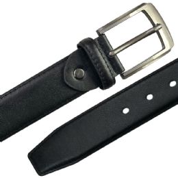 12 Wholesale Learher belt Men Classic Raven Black Mixed sizes