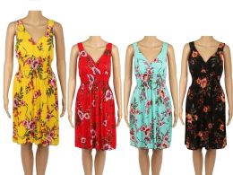 48 Pieces Womens Short Flower Fashion Dress In Assorted Colors - Womens Sundresses & Fashion