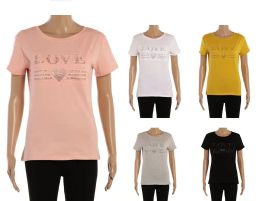 60 Pieces Womens Printed Fashion T Shirt In Assorted Colors - Women's T-Shirts