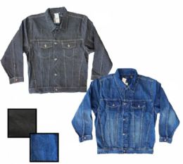 24 Wholesale Men's Blue Denim Jacket Assorted Sizes M-2x