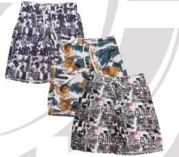 48 of Men's Printed Swim Shorts With Full Mesh Lining Sizes S-xl