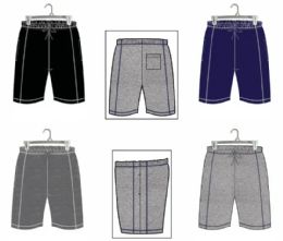 72 Wholesale Men's Knit Shorts With Contrast Cover Stitch Hanger Pack Assorted Sizes S-xl