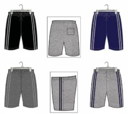 72 Wholesale Mens Knit Shorts With Side Stripes Hanger Pack Assorted Sizes S-xl