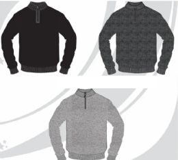 36 Wholesale Men's Quarter Zip Long Sleeve Solid Color Sweater Assorted Colors Sizes M-2xl