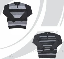 24 Pieces Men's Quarter Zip Long Sleeve Textured Sweaters Assorted Colors Sizes M-2xl - Men's Work Shirts