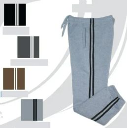 60 Pieces Men's Heavy Weight Fleece Pants W/stripes - Mens Sweatpants