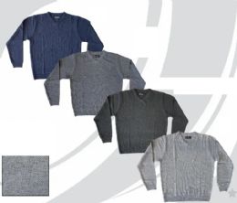48 Pieces Men's Diamond Comb Pattern V-Neck Sweater Assorted Colors Sizes M-2xl - Men's Work Shirts