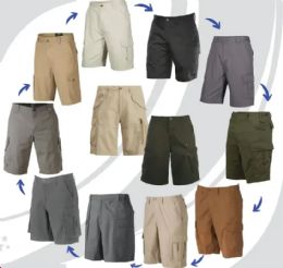 48 Wholesale Men's Reworked Twill Cargo Shorts