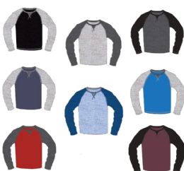 48 Pieces Men's Ae Waffle Knit Crewneck V-Notch Top Assorted Colors Sizes M-2xl - Mens T-Shirts