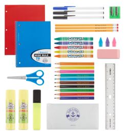 Yacht & Smith 34 Piece Preassembled School Supply Kit K-12 - School Supply Kits