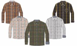60 of Men's Long Sleeve Yarn Dyed Cotton Work Shirt Assorted Plaid Patterns