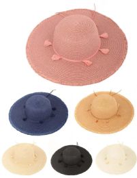 72 Pieces Women's Straw Sun Hat With Fringe In Assorted Color - Sun Hats
