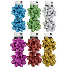 36 pieces Gift Bow 2pk 5in 24-Loop Glitter W/foil Dots 6ast Colors Party Tcd - Valentine Gift Bag's