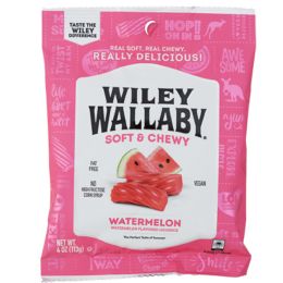 12 pieces Licorice Wiley Wallaby Watermelon 4 Oz Peg Bag - Food & Beverage