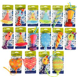 48 of Cat Toy Colorful Birthday Play W/feather 4 Style Assortment In Merch Strip