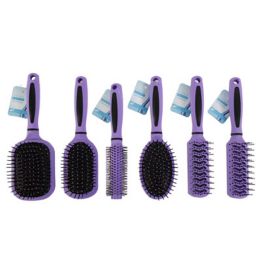 24 Wholesale Hair Brush Purple W/black6ast Styles/grooming Hba Ht9-9.75in