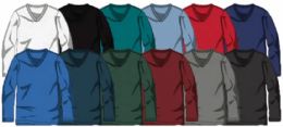 108 Pieces Men's Long Sleeve Solid Color V-Neck Tee Shirts Solid Assorted Colors Sizes S-xl - Mens T-Shirts