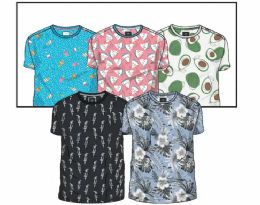 96 Pieces Mens All Over Printed Short Sleeve Tee Shirts Assorted Sizes M-2xl - Mens T-Shirts