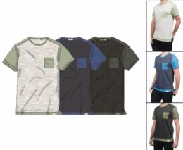36 Pieces Mens Short Sleeve Crew Neck Contrast Color Tee Shirts Assorted Sizes S-xl - Mens T-Shirts