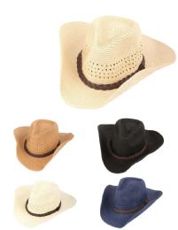 72 Pieces Straw Sun Cowboy Hat In Assorted Color - Sun Hats