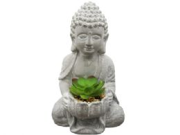 12 Wholesale 8 In Tall Decorative Buddha Statue With Fake Plants And Rocks