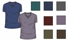 72 Pieces Men's Short Sleeve V Neck T-Shirt Family Pack Assorted Colors And Sizes - Mens T-Shirts