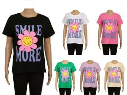 60 Pieces Womens Printed Pop Fashion T Shirt In Assorted Colors - Women's T-Shirts