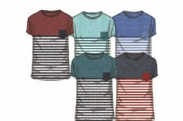 72 of Men's Short Sleeve Crew Neck Stripe To Solid Solid Contrast Color Pocket Tees