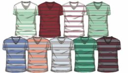 84 of Men's Short Sleeve V Neck Striped Tee Shirt Assorted Sizes And Colors
