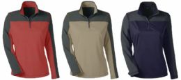 72 Pieces Ladies Quarter Zip Long Sleeve Performance Top Assorted Colors And Sizes - Women's T-Shirts
