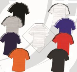 48 of Boys Polyester Knit Wicking Fashion Short Sleeve Top Assorted Sizes And Colors
