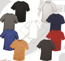 48 of Boys Polyester V-Neck Knit Wicking Fashion Short Sleeve Top Assorted Sizes And Colors