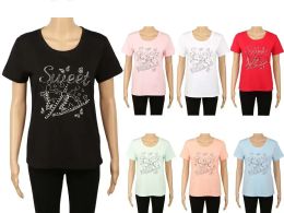 60 Pairs Women's Fashion Print T-Shirt - Women's T-Shirts