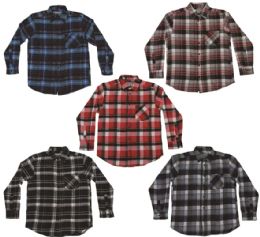48 of Men's Yarn Dyed Long Sleeve Button Down Flannel Plaid Shirts Sizes M-2xl