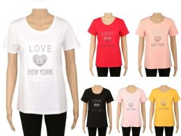 60 Pairs Women's Fashion Print T-Shirt - Women's T-Shirts