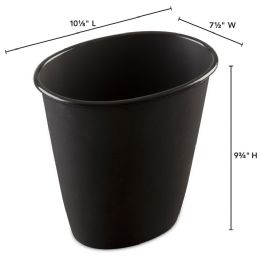 12 pieces Sterilite 1.5 Gallon Oval Vanity Wastebasket, Black - Waste Basket