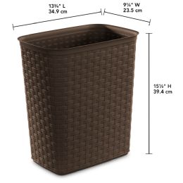 6 pieces Sterilite Weave 5.8 Gal. Plastic Home/office Wastebasket Trash Can, Espresso - Waste Basket